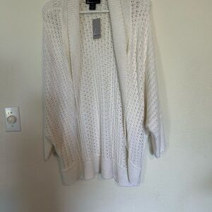 NWT Lane Bryant 18/20 Opem Front White Knit Cardigan